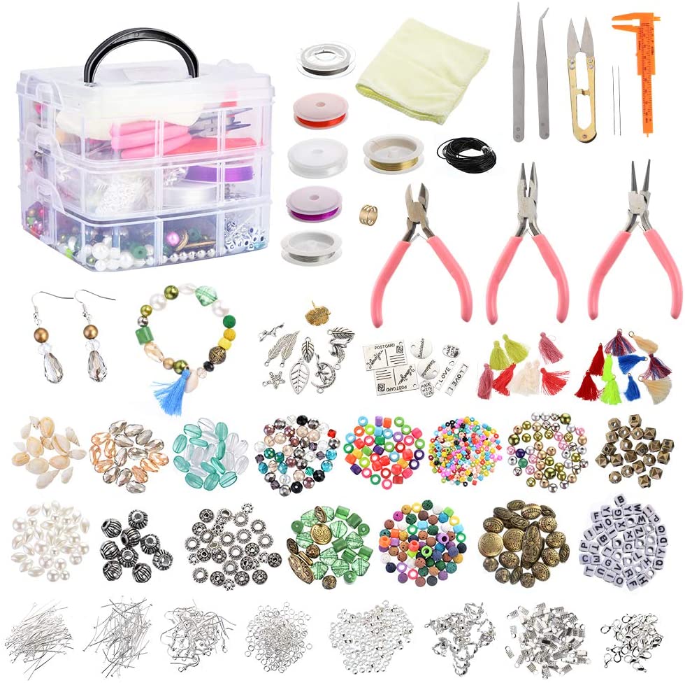 DoreenBow Jewelry Making Supplies, Jewelry Making Kit Tools 1526PCS Include Jewelry Beads and Charms Findings Beading & Jewelry Making Wire for Necklace Bracelets Earrings Making Kit for Adults Women | Great Pair