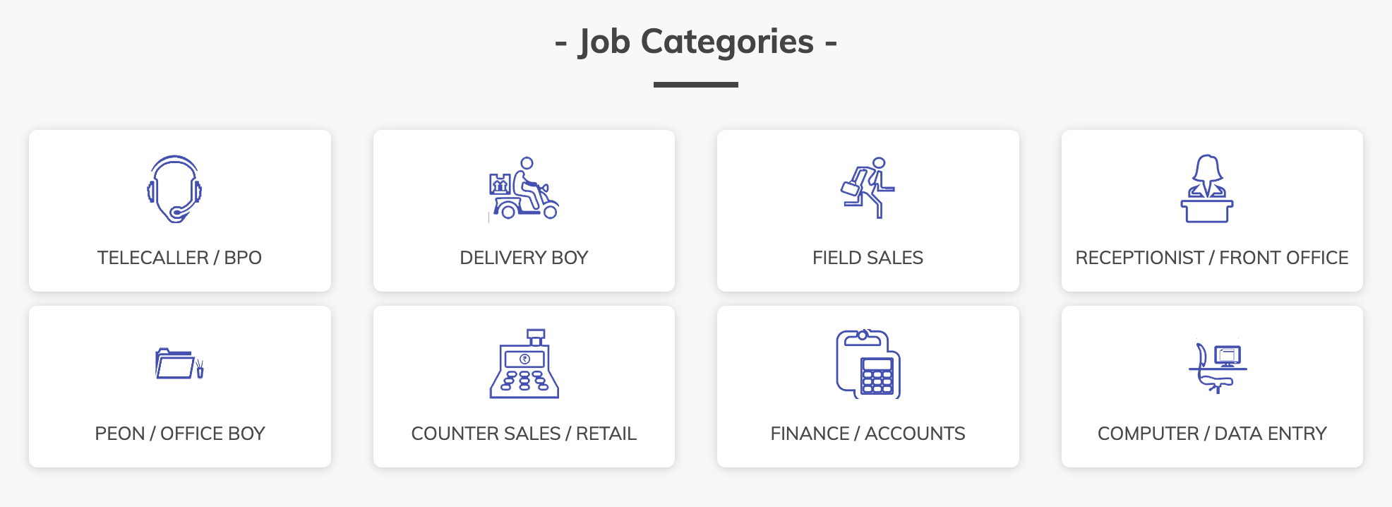 workindia jobs categories
