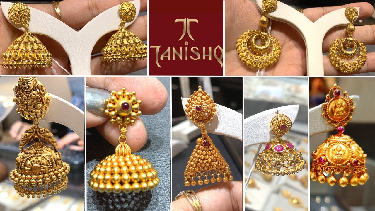 Tanishq latest new designs light weight gold earrings | Tanishq daily wear gold  earring Collections - YouTube