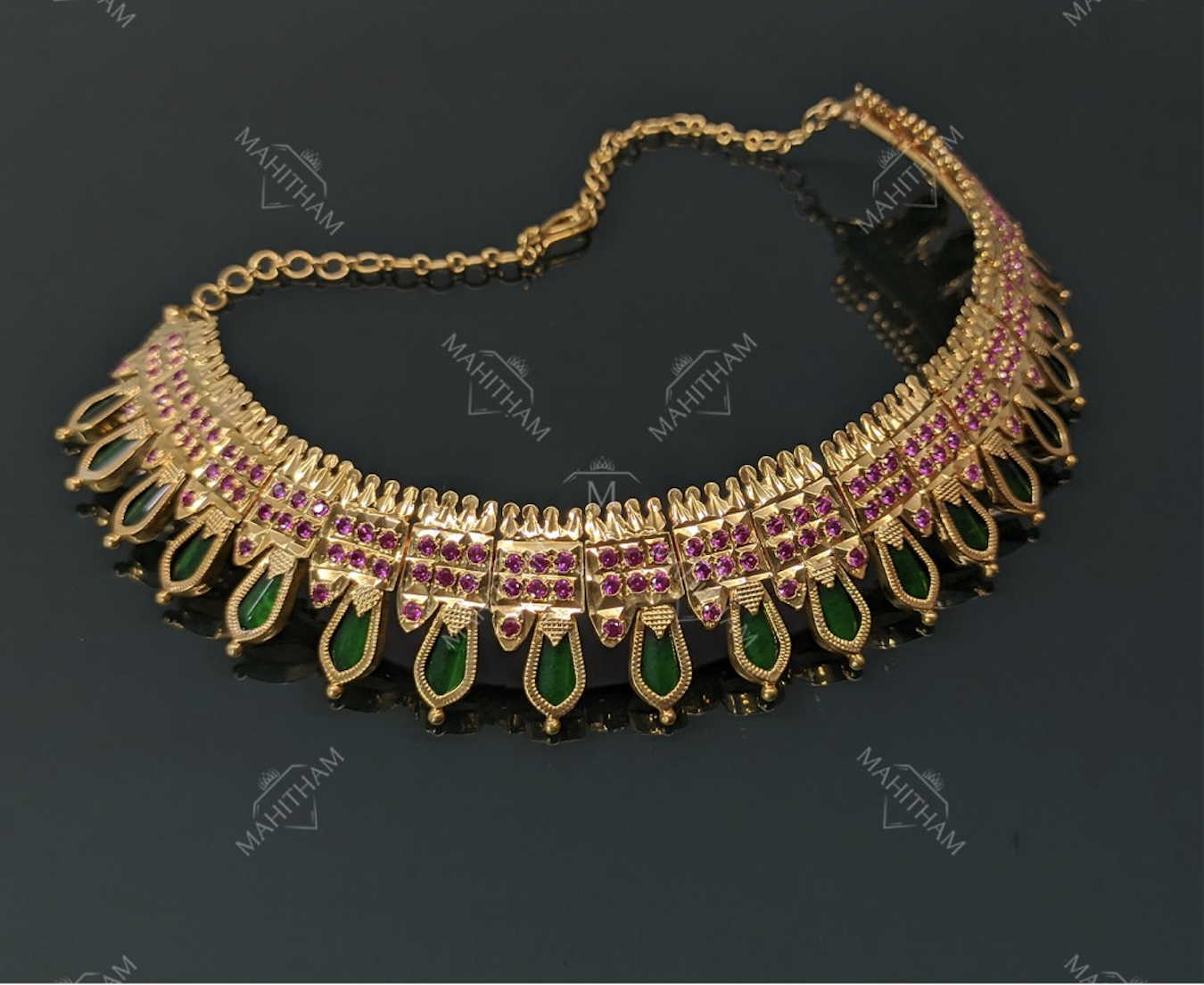 Traditional Nagapadam One Gram Gold Dimmy Necklace / Poothali MG-902 - Mahitham Jewellery | Kerala Traditional Jewellery