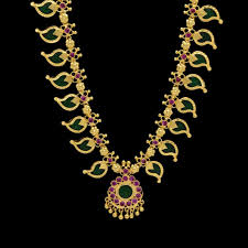 Ethnic Traditional One Gram Gold Green Mango Long Chain/Manga Mala Online