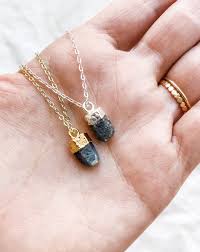 Raw Sapphire Blue Stone Necklace | Essential Oil Diffuser Necklace Nat