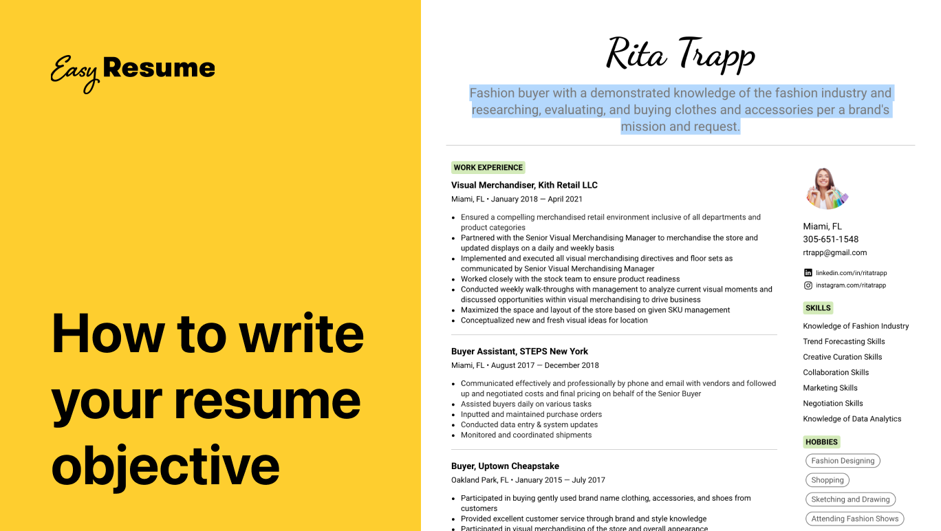 How to Write Your Resume Objective Statement in 2022 | Easy Resume