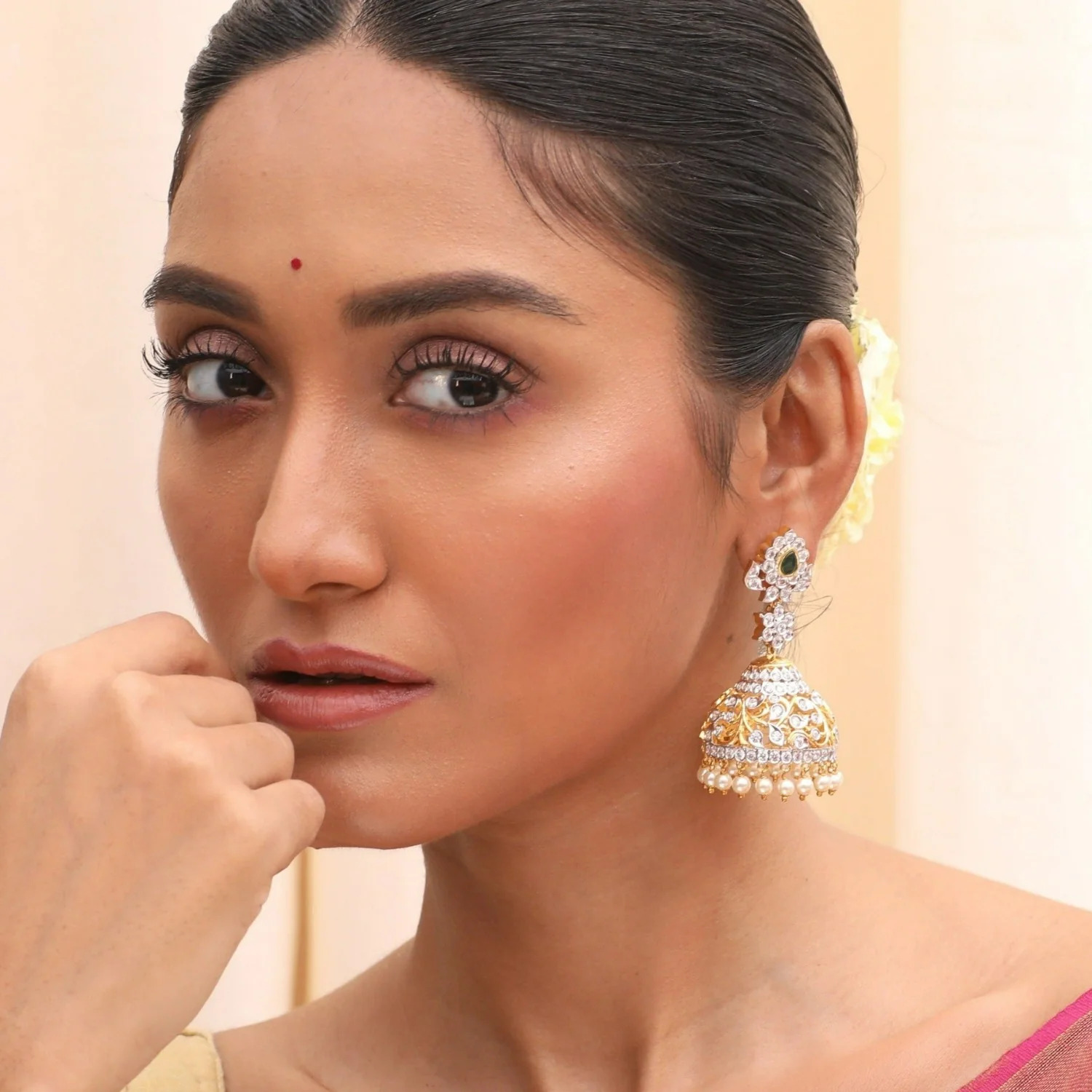 Akula Jhumka Nakshatra CZ Earrings