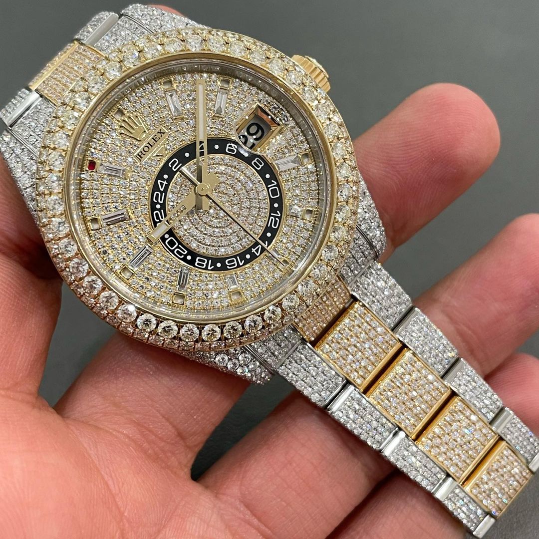 Rolex SkyDweller Moissanite Diamond Watch | Iced Out Moissanite Watch – iMaxBudsWatch