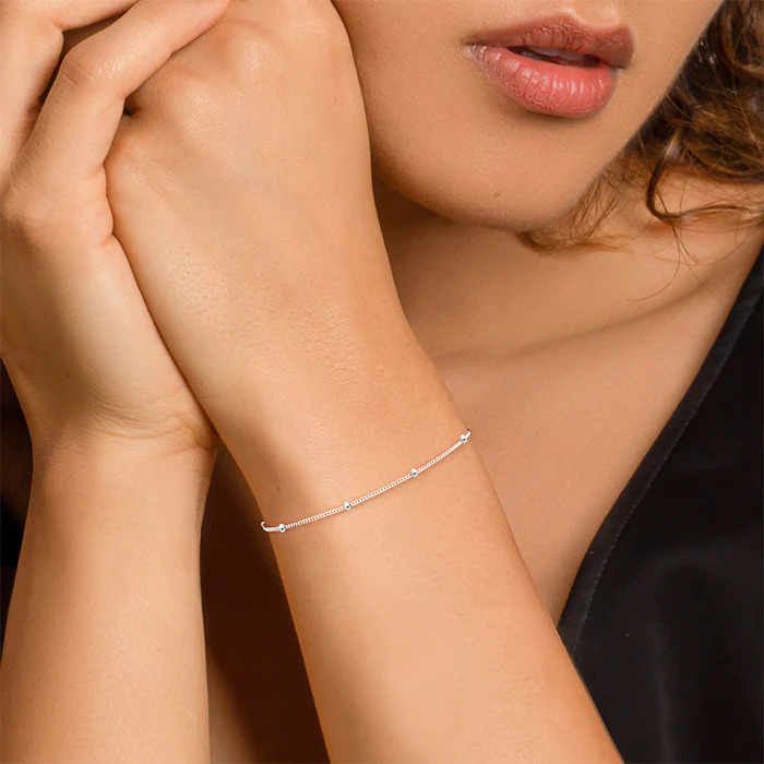 Silver Beaded with Love Bracelet – GIVA Jewellery