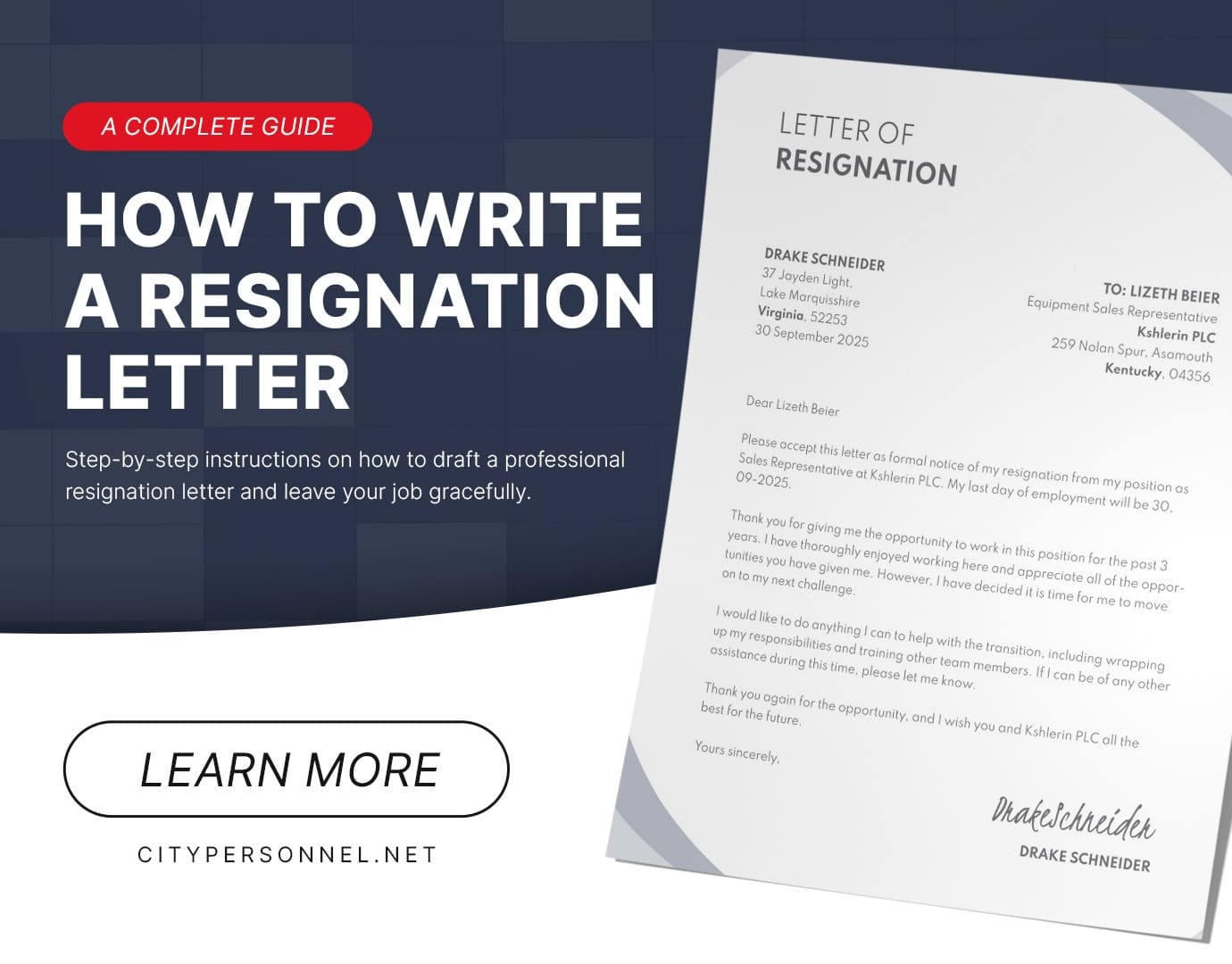 How To Write A Resignation Letter: A Complete Guide With Examples - City Personnel