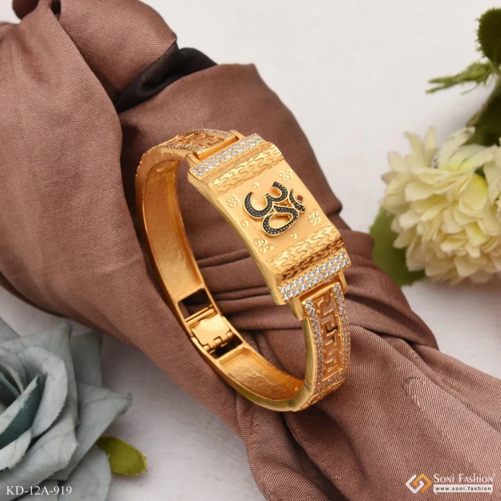Om with diamond beautiful design premium-grade quality kada bracelet for men – Soni Fashion®