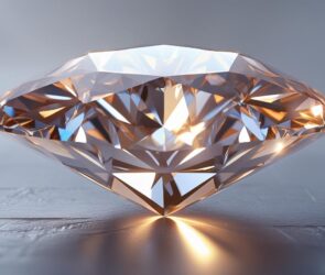 A close-up shot of a dazzling, lab-grown diamond, showcasing its brilliant facets and intricate internal structure. The diamond is illuminated by a soft, diffused light, highlighting its exceptional clarity and sparkle. Rendered in photorealistic detail, emphasizing the gemstone's exceptional brilliance.